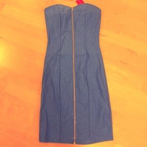 Royal blue dress small strapless zipper fitted